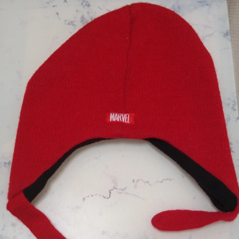 Marvel Spiderman Red Black Beanie Knit Kids Winter Hat